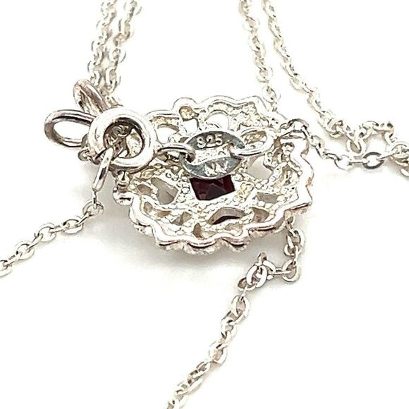 Sterling Silver 925 Garnet Necklace - Picture 6 of 8